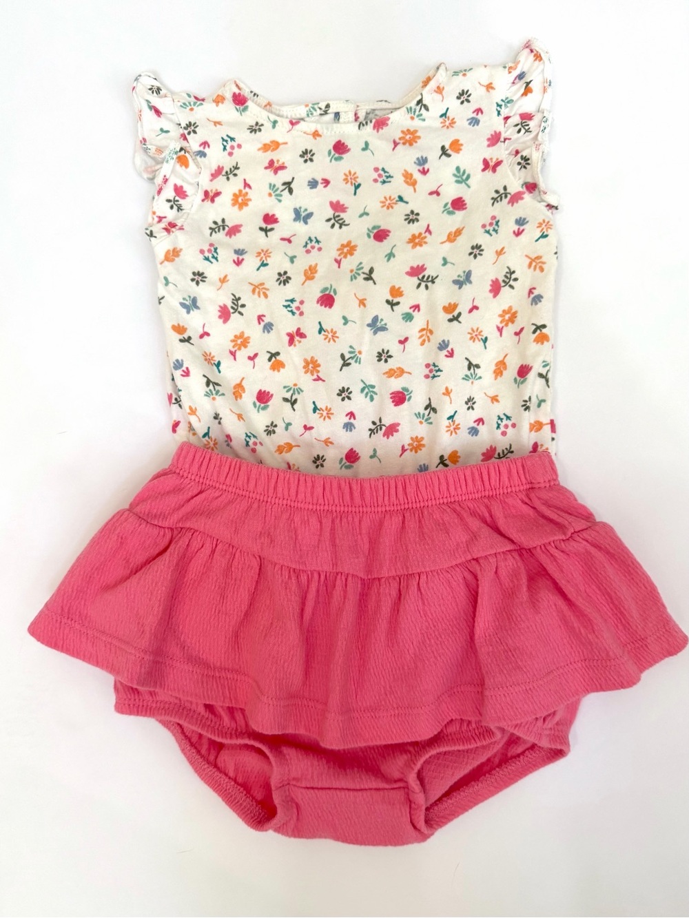 Carter's Floral Bodysuit with Pink Ruffle Skirt
